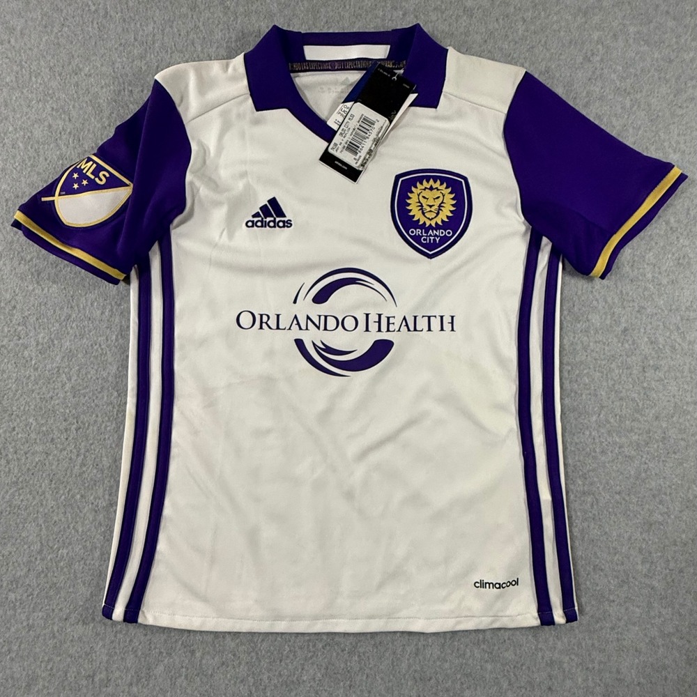 Adidas Orlando City SC Youth Jersey White Purple MLS Soccer Shirt AK0626 Size S